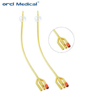 Kateter Foley Kuning sekali pakai Silicone Lapisan 3 Way 390-400mm Panjang