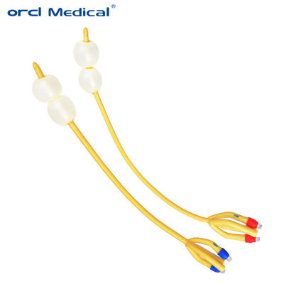 4 Way Double Balloon Foley Catheter sekali pakai silikon dilapisi 40cm Panjang