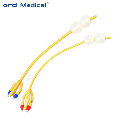 Silikon Lapisan Lateks Foley Kateter 4 Way Double Balloon Untuk Urologi Bedah