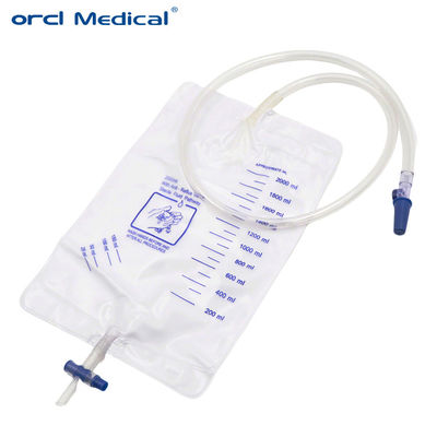 Kantong Urin Disposable Medis Bedah 2000ml Dengan Push / Pull Valve